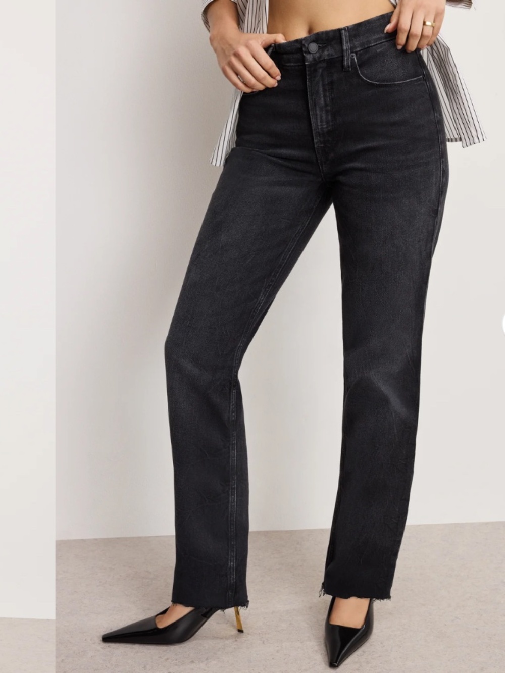 Good American good icon straight ankle BLACK 2/26 nwt